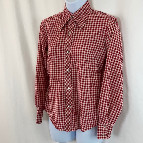 Cracker Tops - Vintage Buffalo Check Button Up Blouse (vtg size)